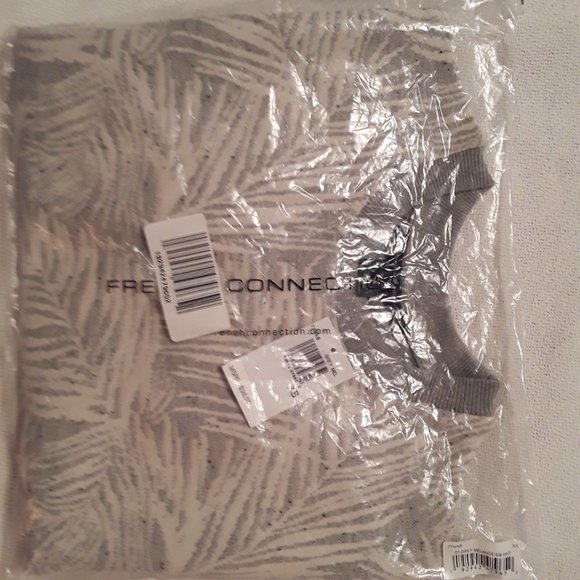 NWT French Connection Sekia Jersey Crew Neck Top, grey/white melange Sz XS boxy - Picture 11 of 13